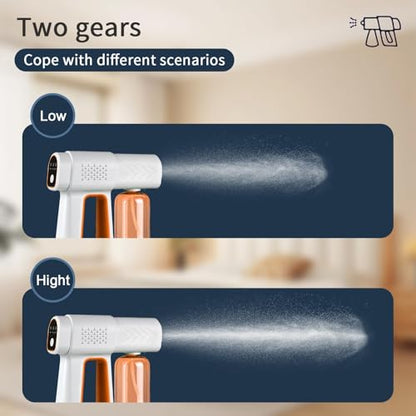 Professional Fogger Machine, 380ml Wireless Nano Sprayer Gun | Rechargeable ULV Atomizer with Blue Light for Touchless Cleaning - color: Orange