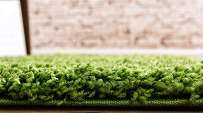 Unique Loom Solid Shag Collection Area Rug (2' x 6' 5" Runner, Grass Green) - color: Grass Green, size: 2' x 6'5" (Runner)