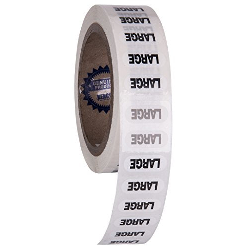 Clothing Size Strip Labels - 1.25" X 5" - 250 Strips Per Roll - Clear with Black and White Ink by Kenco (Large) - size: Large