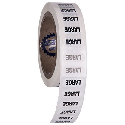 Clothing Size Strip Labels - 1.25" X 5" - 250 Strips Per Roll - Clear with Black and White Ink by Kenco (Large) - size: Large