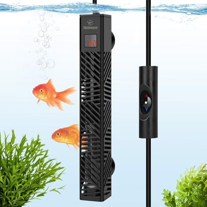 fishkeeper Adjustable Fish Tank Heater 200W/300W for 1-80 Gallon Aquariums | Explosion Proof Submersible Aquarium Heater with LED Digital Display and Overheat Protection for Saltwater & Freshwater Tanks - size: 200W(for 26-53 Gal)