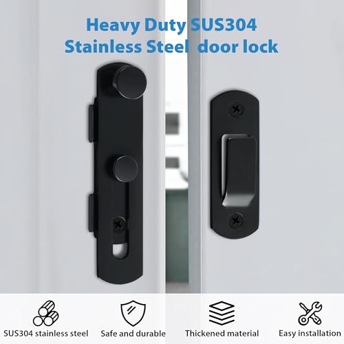 Alise 4 inch Black SUS304 Stainless Steel Gate Latches for Barn Door | Heavy Duty Gate Hardware ,Security Flip Latch,Anti-theft Latch,Safety Door Lock for Barn Wood Fence Sliding French Door