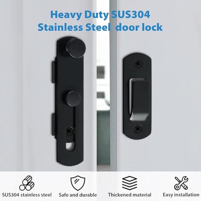 Alise 4 inch Black SUS304 Stainless Steel Gate Latches for Barn Door | Heavy Duty Gate Hardware ,Security Flip Latch,Anti-theft Latch,Safety Door Lock for Barn Wood Fence Sliding French Door