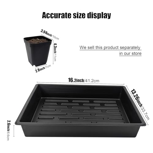 RooTrimmer 4 inch (10CM) Square Nursery Pots 60pcs, Sturdy Seedlings Trays 5 Pcs, Seeds Starter Germination Tray, Microgreening Planter Nursery Propagation 5 Sets - size: 4" Pots-60P + 16.2" x 13.2" x 2.6" Trays-5P