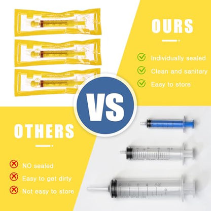 TrelaCo 20 Pack 10ml Oral Syringes with Cap for Liquid Plastic Syringe Without Needle Measuring Dispensing Tools Individually Sealed for Pets Feeding Lab Sample Injection(Yellow) - size: Yellow