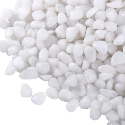 2.2lb White Polished Pebbles for Plants, 3/8 inch Decorative Rocks | Small Stones for Potted Planters, succulents, Vases, Landscaping Drainage and Outdoor Gardening - size: 2.2lb, style: White