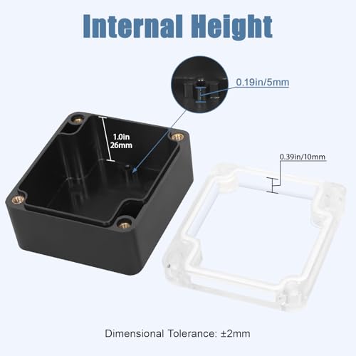 Junction Box with Clear Cover IP65 Waterproof Project Box Dustproof ABS Plastic Electrical Project Boxes Universal Enclosure, Black 2.4"x 2.2"x 1.3"(63x58x35mm)(Pack of 2) - color: 2 packs, size: 2.4"x 2.2"x 1.3"