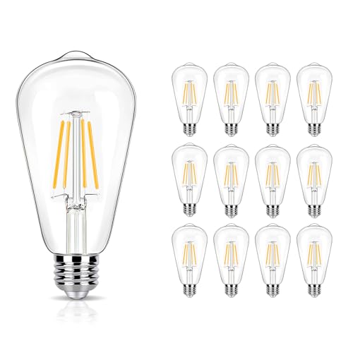 winsaLED 12 Pack LED Edison Bulb 40 Watt Equivalent, Non-Dim, 4W ST19 3000K | Warm White LED Light Bulb, 450LM, E26 Base, CRI 90 - color: 3000k-warm White