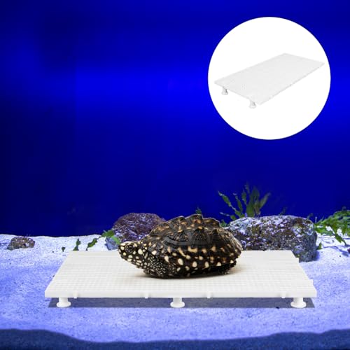 Toyvian Fish Tank Divider Board with 4.5mm Mesh Grid, Non-Submersible White Isolation Plate, Includes 1 Grid Panel and 6 Support Pillars for Aquarium and Tortoise Reptile Basking Platform