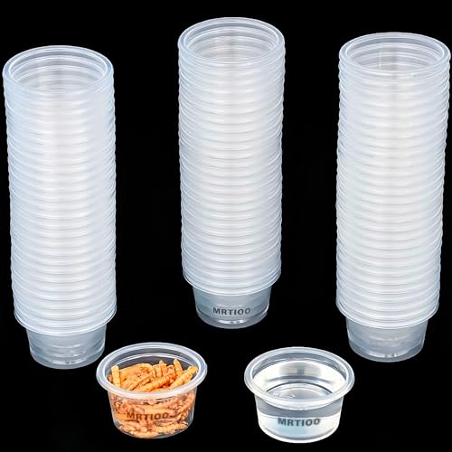 Lizard Crested Gecko Food Water Feeding Cups, 100 pcs, 1 oz | Reptile Feeder Bowls, for Lizard and Other Small Pet Ledge Accessories Supplies - color: 1oz 100