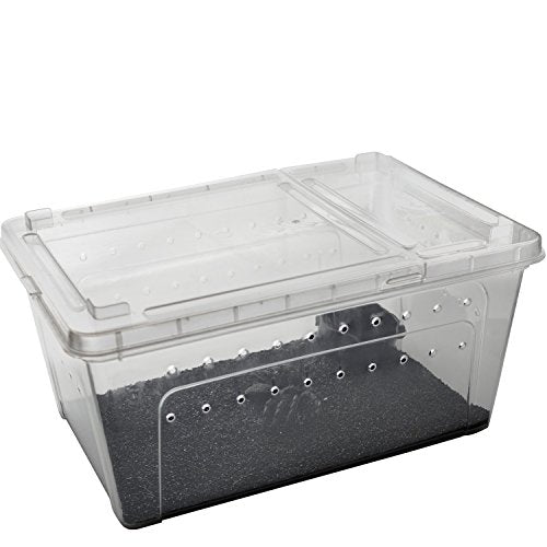 OMEM Portable Reptile Terrarium Habitat for Mini Pet Houses Breathable Holes Stackable Container (L) - size: 1PCS-Clear-L