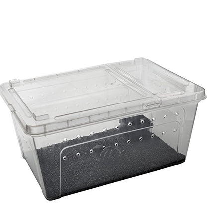 OMEM Portable Reptile Terrarium Habitat for Mini Pet Houses Breathable Holes Stackable Container (L) - size: 1PCS-Clear-L