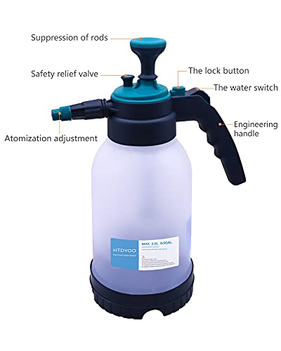 HTDYOO 0.5 Gallon Garden Pump Sprayer, Hand Held Garden Sprayer | Water Spray | Adjustable Nozzle | Extra Extended Spray