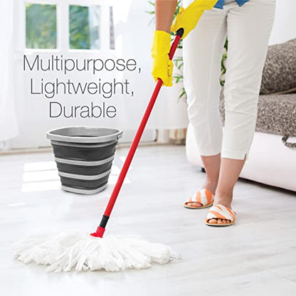 Brookstone Collapsible Bucket, Foldable Cleaning Bucket with Handle, Household Essentials Cleaning Basin and Dust Mop Bucket, Collapsible Wash Basin for Car Cleaning, [2.6 Gal. 10L] Square, Grey - color: Grey, Square, size: 2.6 Gallon