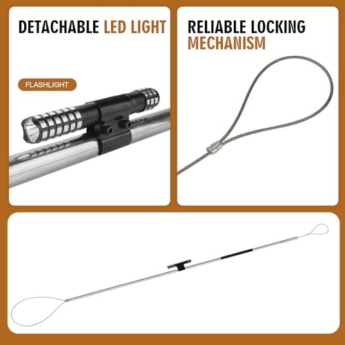 45"-59" Animal Control Pole Dog Catch Rod Noose Holder Tool for Medium Large Wildlife Handling Dogs Feral Cat Raccoons Hog Pig Fox Coyote Bulldog Wolf Goat - size: 59-inch