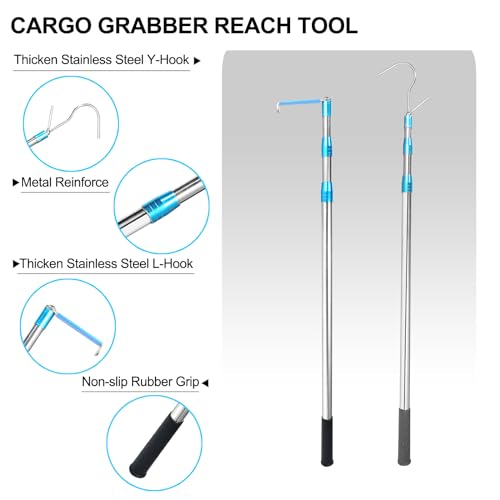 Truck Cargo Grabber Pickup Truck Bed Cargo Retriever, 6 Ft Cargo Bar Extendable Pickup Hook, Truck Bed Accessories (Blue) - color: Blue