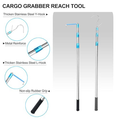 Truck Cargo Grabber Pickup Truck Bed Cargo Retriever, 6 Ft Cargo Bar Extendable Pickup Hook, Truck Bed Accessories (Blue) - color: Blue