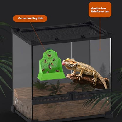 Anti-Escape Feeding Bowl with Ventilation Holes and Strong Suction for Amphibians Diets Suction Cup Reptiles Feeder - size: S