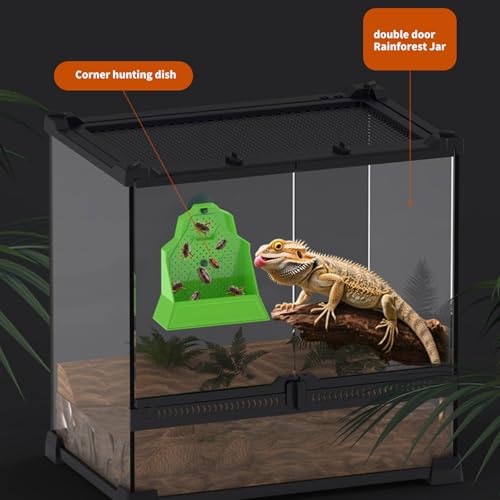 Secure Suction Reptiles Feeder Bowl with Ventilation Holes and Escape Design for Live in Aquariums Terr - color: S