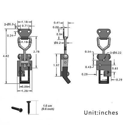 E-TING 4 Pack Adjustable Quick Release 397lbs load Toggle Latch for Cabinet | 4002 Adjustable pull toggle latch, 397lbs load capacity, perfect for cabinet, smoker, tool boxes, trunk and jig fixtures - style: 4002（4pack）