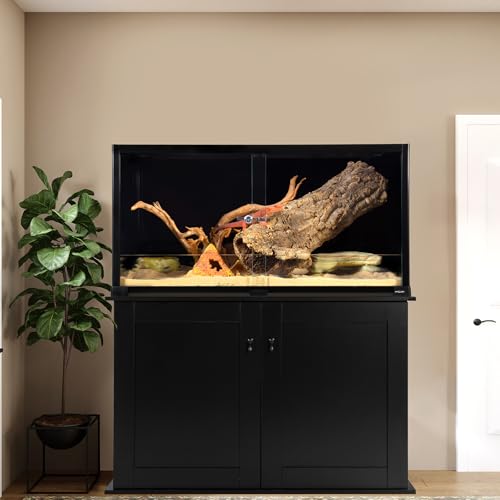 REPTI ZOO 50 Gallon Reptile Tank, 36" X 18" X 18" Reptile Terrarium, Black-Tinted ECO Glass Enclosure with Sliding Door & Mesh Top, Secure & Low-Stress Habitat for Bearded Dragon, Gecko, Snake, Lizard - size: 36"W X 18"D X 18"H (50 Gallon)