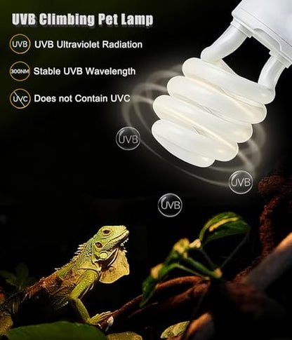2 Pack E26 5.0 UVA UVB Reptile Light Bulb | 26W UVB Light Tropical Compact Fluorescent Terrarium Lamp for Chameleon Iguana Turtle Gecko Frog Snake - size: 26W UVB 5.0
