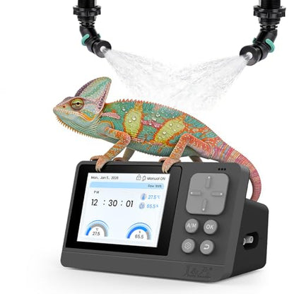 J&A Reptile Mister, Automatic Misting System for Terrarium with Adjustable Spray Nozzles, Black