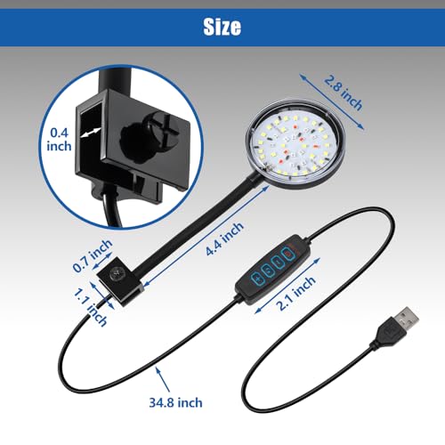 Clip On Aquarium Light 8W LED Fish Tank Light with Full Spectrum & Dimmable Brightness USB Moving Aquarium Lamp for 1-5 Gallon Betta Fish Tanks - color: Clip Light(Dimmer)