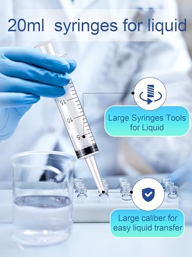 20ml Plastic Syringe 5 Pack, Measuring Syringe Tools, Oral, Scientific Labs, with Cap