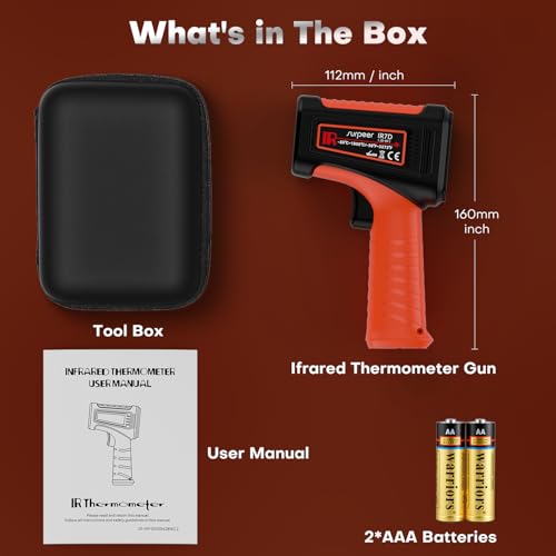 Infrared Thermometer Temperature Gun, 3272°F, 50:1 | Laser Temp Pyrometer, High Temp for Engine, HVAC, Industrial & Home Repair Inspection - color: -58°F to 3272°F