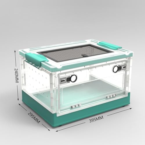 Large Portable Reptile Tank with Multi-Observation Perspective Foldable and Bottom Pulley, Ideal Habitat for Gecko, Frog, Spider and so on (Blue) - color: Blue