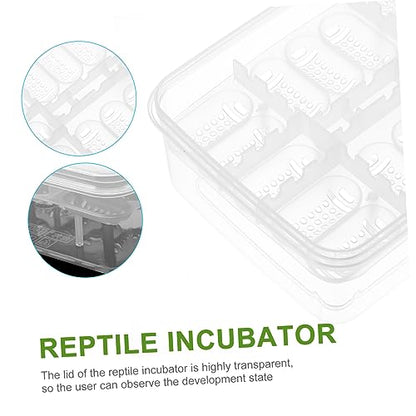 GANAZONO 2Pcs Compartment Reptile Egg Incubator Tray Professional Hatchery Box for Tortoise Lizard Transparent Design for Easy Observation Pet Supply