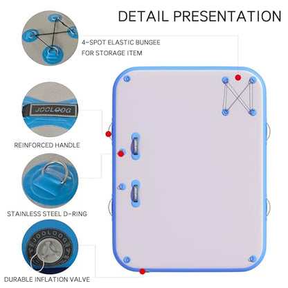 Inflatable Floating Dock Mat,6 inches Thick Inflatable Stable Platform Raft with Storage Bag None-Slip Surface for Lake Beach Pool - color: Blue 8ft x 6 ft x 6in