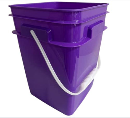 4 Gallon Square Food Grade Bucket Pail with Plastic Handles and Lid (Pack of 3) Made in USA containers (Purple) - color: Purple
