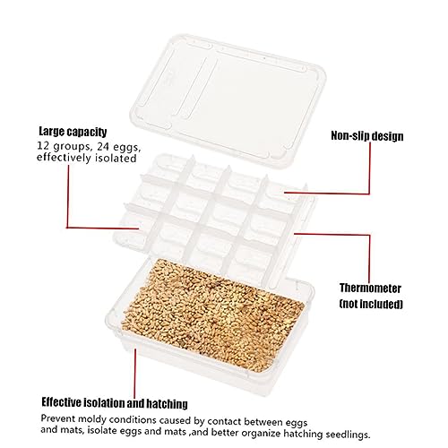 BESPORTBLE Compartments Hatching Box Incubator for Snakes Turtles Geckos and Lizards Easy Observation Breeding Isolation Container for Reptiles