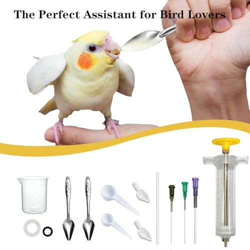 Baby Bird Feeding Syringe Set, 12-Piece Small Pet Parrot Feeder Hand Feeding Tubes Kit, Parrot Feeder Tubes Measuring Tools, for Baby Birds Small Pet
