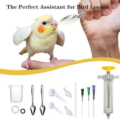 Baby Bird Feeding Syringe Set, 12-Piece Small Pet Parrot Feeder Hand Feeding Tubes Kit, Parrot Feeder Tubes Measuring Tools, for Baby Birds Small Pet
