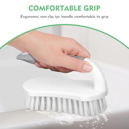 SetSail Scrub Brush, Heavy-Duty Scrub Brushes for Cleaning with Stiff Bristles Cleaning Brush for Shower, Bathroom, Carpet, Kitchen and Bathtub Scrubber - 2 Pack | Durable Bristles Ergonomic Non-Slip Tpr Grip. U-Style Hanging Loop for Storage. Use for Sho