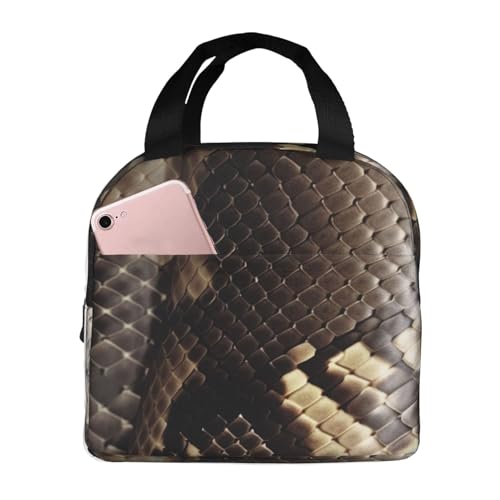 Insulated Lunch Bag Snake Skin Lunch Box for Women Men Reusable Leakproof Lunch Cooler Bag for Office Picnic - color: Snake Skin