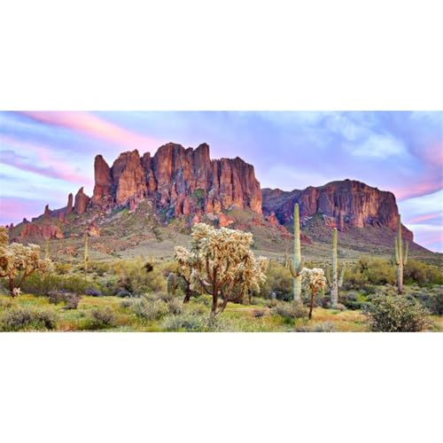 AWERT 30x18 inches Terrarium Background Blue Sky Cloud Mountain Huge Cactus Joshua Trees Oasis Gobi Reptile Habitat Background Vinyl - size: 30x18in/75x45cm