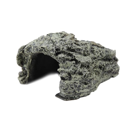 Aquarium Decor Cave with Basking Platform, Natural Rock Resin Hiding Spot for Fish and Reptiles (S) - color: B-025A Small Turtle Cave, size: S