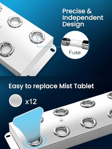 12 Head Ultrasonic Mist Maker, 9000ml/H Ultrasonic Fogger, Pond Fogger with Float Buoy, IP67 Waterproof Mist Maker for Pond, Greenhouse, Water Fountain, Garden and Halloween Decoration