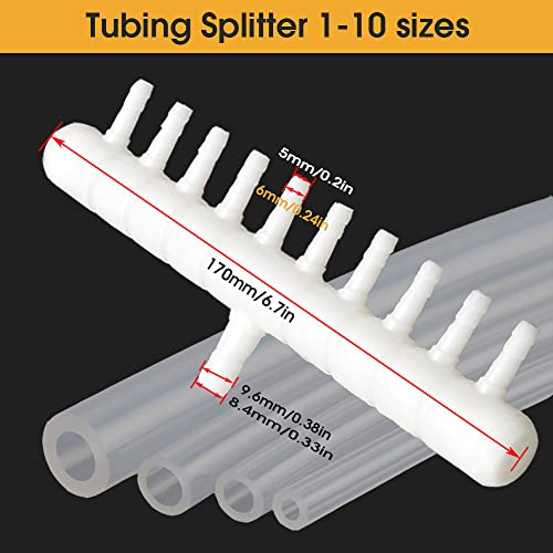 Rake-shaped hose joint air discharge diverter, Plastic Barb Hose Fitting Connector, 10-Way Outlet Air Line Pump Tubing Splitter Water Flow Divider, for Aquarium Garden Agricultural Irrigation（4Pcs）