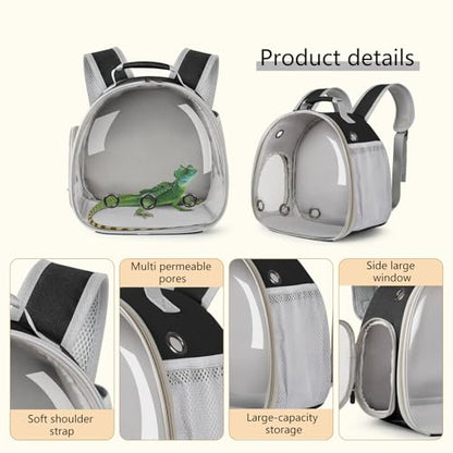 Bearded Dragon Carrier Backpack with Mommy Harness Set, Reptile Lizard Travel Carrier (Black, Mommy Harness) - color: Black