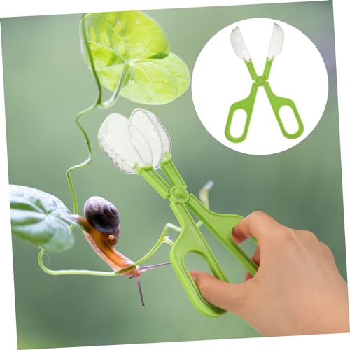 Toddmomy Reptile Feeding and Cleaning Tool Multi-Functional Poop Scoop Clamp for Aquariums Safe Clip for Easy Feeding and Waste Removal Reptile Tanks Green