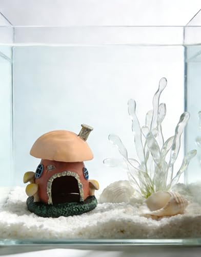 Miniature Mushroom Statue Toad House Small Fish Habitat, Suitable for Various Fish and Amphibians, Including Turtles, Toads, and Hiding Houses of Different Sizes