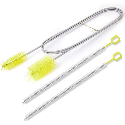 Flexible Drain Brush, 66" Extra Long Pipe Cleaners with 2 Pcs Straw Brush | Drain Cleaning Brush, Double Ended Elastic Hose Pipe Cleaner for Refrigerator Defrost, Aquarium Filter, Sink Drain, Fish Tank
