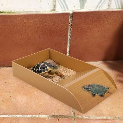 Beaupretty Large Reptile Bathing Bowl with Gentle Ramp for Tortoises and Lizards Spacious Turtle Dish and Soaking Pool Sturdy Reptile Tank Accessory for Easy Climbing and Cleaning