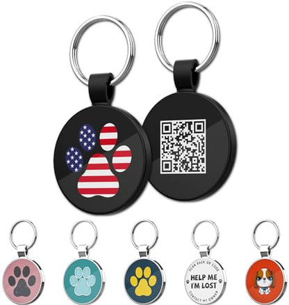 MYLUCKYTAG QR Code Pet ID | Personalized Dog & Cat Collar Tag | Online Profile with Instant Scanned Location Alert Email - style: USA Patriot