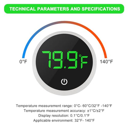 2PACK LED Aquarium Thermometer - 5S Refresh Speed Touch Screen Fish Tank & Terrarium Water Temperature Test Digital Thermometer - color: Round-White 2PCS